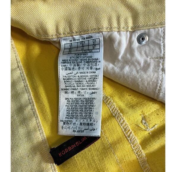 Vintage G by Guess Yellow Korbin Slim Fit Limonchelli Jeans 90s' Size US 31 Used - Picture 6 of 11